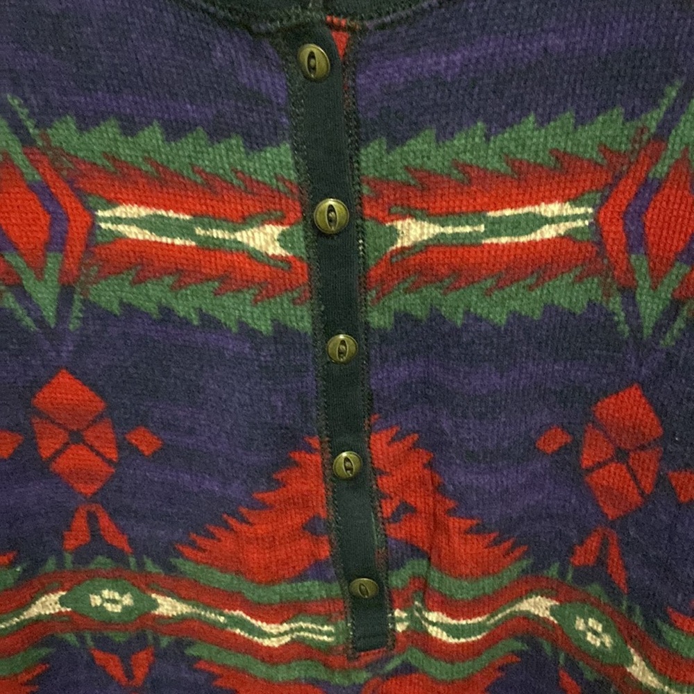 Vintage Chaps Denim Purple Tribal Boho Women’s Thermal Shirt Size Large - Picture 2 of 5